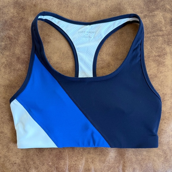 Tory Burch Color-Block Sculpt Compression Sports Bra Medium Blue Navy Surf Blue - Picture 1 of 5